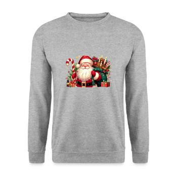 santa fun 9 - Sweat-shirt Unisexe - gris chiné - Devant - Alina (178cm) & Michal (187cm)