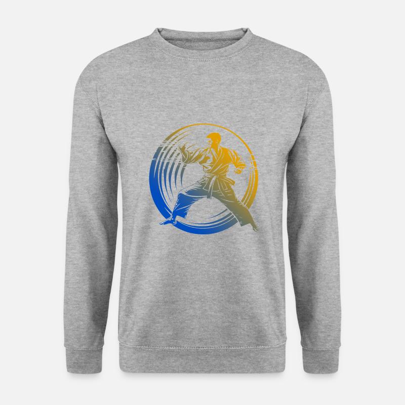 Karate Silhouette Bunt - Unisex Pullover - Weißgrau meliert