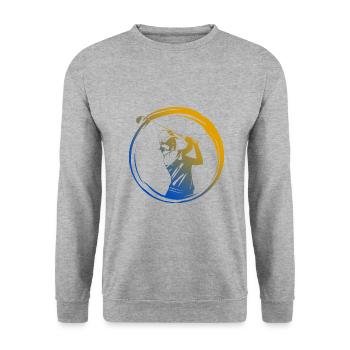 Silhouette de golfeur coloré - Sweat-shirt Unisexe - gris chiné - Devant - Alina (178cm) & Michal (187cm)