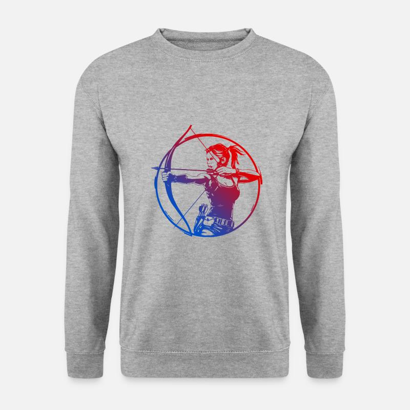 Bogenschießen Silhouette Bunt - Unisex Pullover - Weißgrau meliert