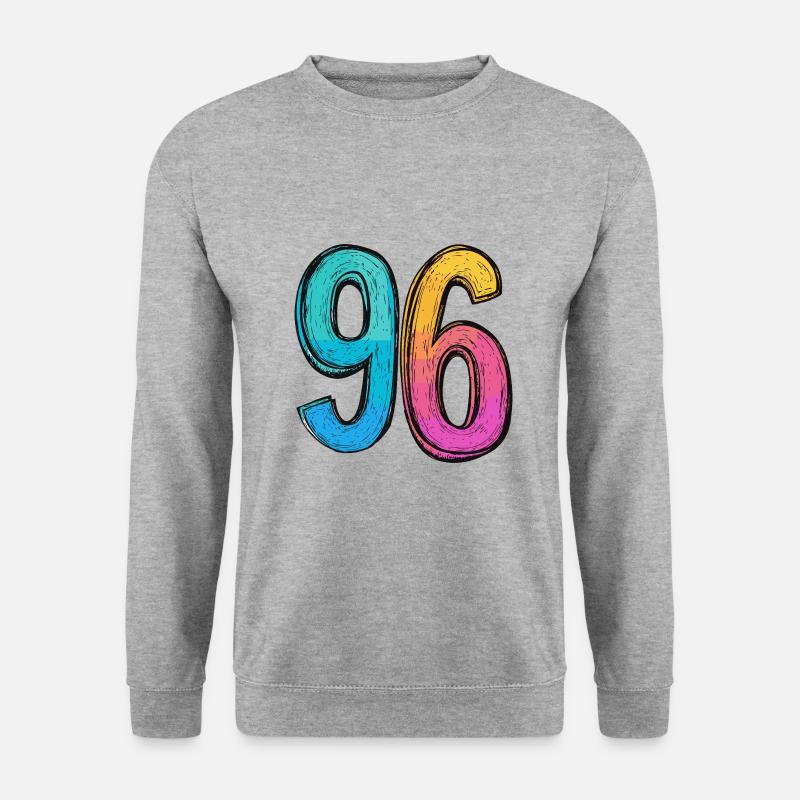 96 Zahl Symbol - Unisex Pullover - Weißgrau meliert