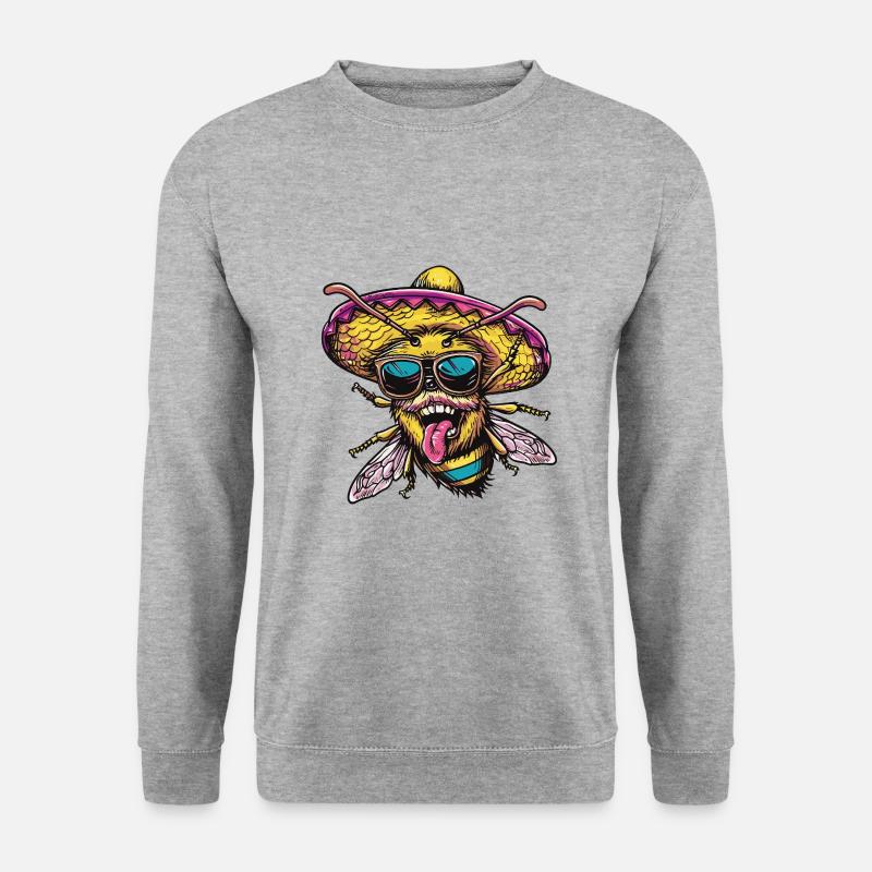 Biene Lustig Sombrero - Unisex Pullover - Weißgrau meliert