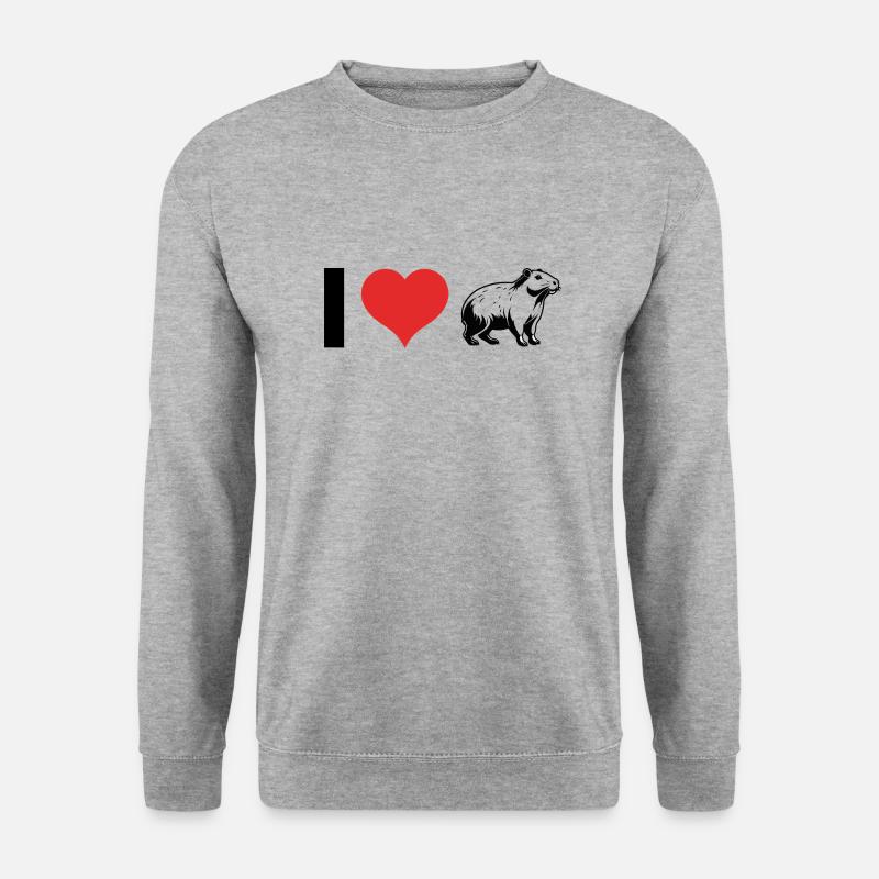 I love Capybara - Pet Design - Unisex Pullover - Weißgrau meliert