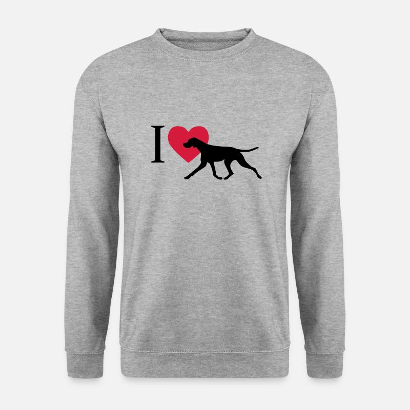 I love Pointer - Unisex Pullover - Weißgrau meliert