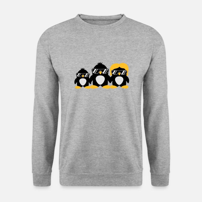 Cool Penguin Family - Unisex Pullover - Weißgrau meliert