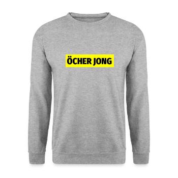 Öcher Jong Aachen Aachener Dialekt Platt Geschenk - Unisex Pullover - Weißgrau meliert - Vorne - Alina (178cm) & Michal (187cm)