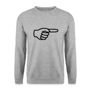 Hand, Finger - rechts - Unisex Pullover - Weißgrau meliert - Vorne - Alina (178cm) & Michal (187cm)