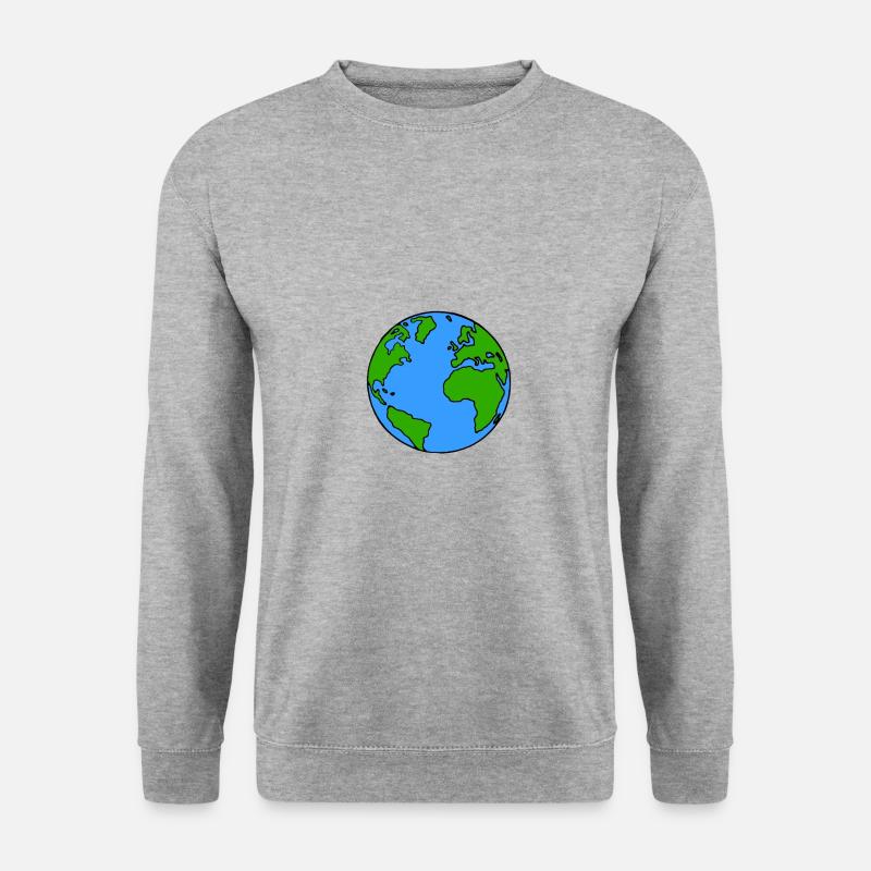 Weltkugel, Globus, Comic, Geschenkidee - Unisex Pullover - Weißgrau meliert
