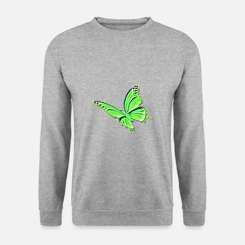 Schmetterling grün - Unisex Pullover - Weißgrau meliert