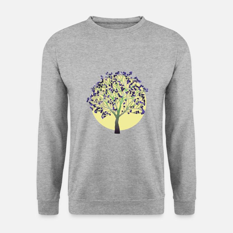 Baum, lila - Unisex Pullover - Weißgrau meliert