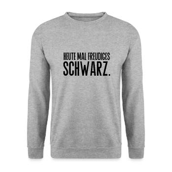freudiges Schwarz Spruch Kleidung - Unisex Pullover - Weißgrau meliert - Vorne - Alina (178cm) & Michal (187cm)