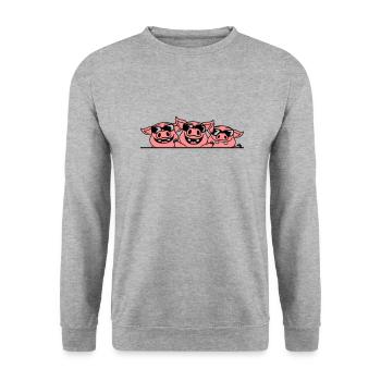 Crew Sunglasses Cool Pigs - Unisex Sweatshirt - salt & pepper - Front - Alina (178cm) & Michal (187cm)