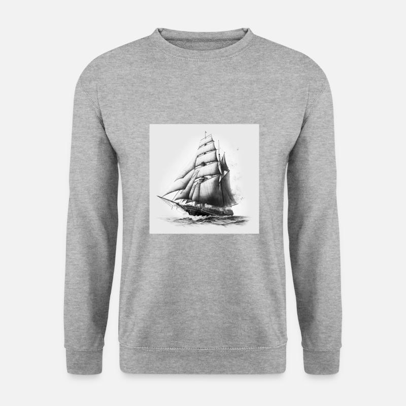 Segelschiff - Unisex Pullover - Weißgrau meliert