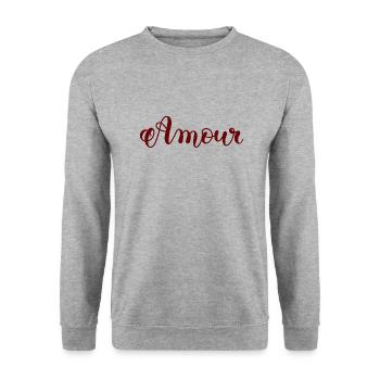 Liebe - Unisex Pullover - Weißgrau meliert - Vorne - Alina (178cm) & Michal (187cm)
