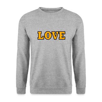 Love - Unisex Pullover - Weißgrau meliert - Vorne - Alina (178cm) & Michal (187cm)