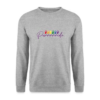 Katze Pride - Unisex Pullover - Weißgrau meliert - Vorne - Alina (178cm) & Michal (187cm)