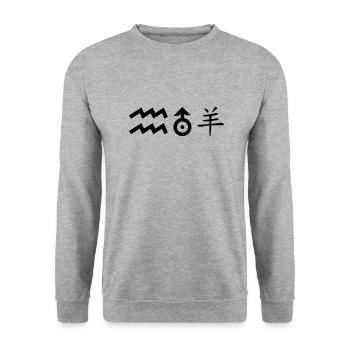 Aquarius Uranus Sheep - Unisex Sweatshirt - salt & pepper - Front - Alina (178cm) & Michal (187cm)