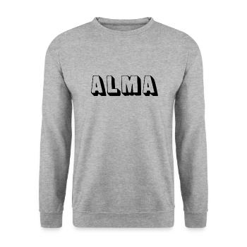 Name - Alma - Unisex Pullover - Weißgrau meliert - Vorne - Alina (178cm) & Michal (187cm)