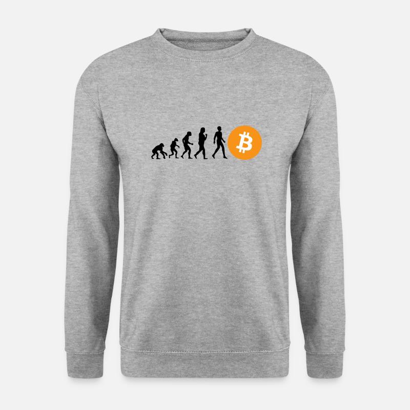 Krypto Evolution of BTC Bitcoin - Unisex Pullover - Weißgrau meliert