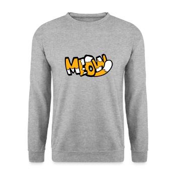 Meow Cat Comic Text Meow Funny Cartoon Quote - Unisex Sweatshirt - salt & pepper - Front - Alina (178cm) & Michal (187cm)