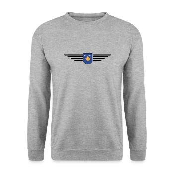 Kosovo Fan T-Shirt Design - Unisex Pullover - Weißgrau meliert - Vorne - Alina (178cm) & Michal (187cm)
