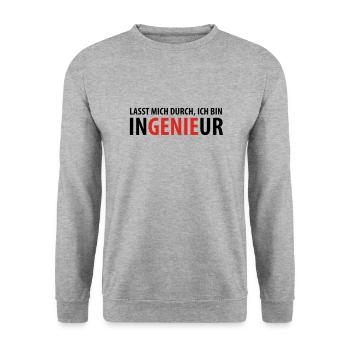 Lasst mich durch, ich bin Ingenieur - Sweat-shirt Unisexe - gris chiné - Devant - Alina (178cm) & Michal (187cm)