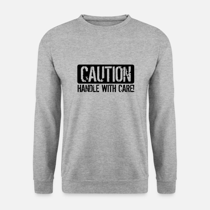 Handle with Care - Unisex Pullover - Weißgrau meliert
