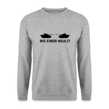 Bis einer heult - Unisex Pullover - Weißgrau meliert - Vorne - Alina (178cm) & Michal (187cm)