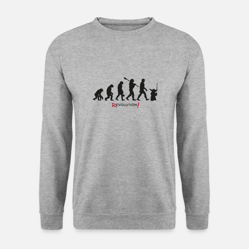 Evolution zukünftige Science-Fiction-Revolution - Unisex Pullover - Weißgrau meliert