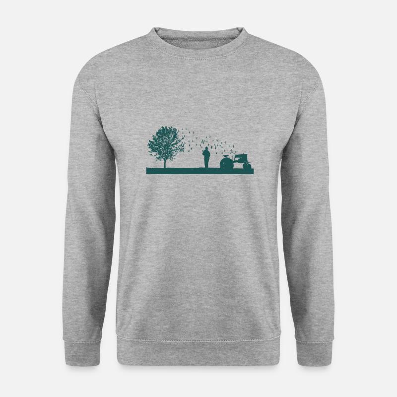 oldtimer Bauer Farmer Landleben Traktor - Unisex Pullover - Weißgrau meliert