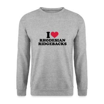 Rhodesian Ridgeback - Unisex Pullover - Weißgrau meliert - Vorne - Alina (178cm) & Michal (187cm)