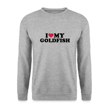 Goldfisch - Unisex Pullover - Weißgrau meliert - Vorne - Alina (178cm) & Michal (187cm)