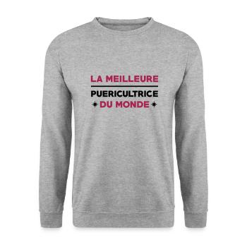 Puériculture / Puéricultrice / Bébé / Maternelle - Sweat-shirt Unisexe - gris chiné - Devant - Alina (178cm) & Michal (187cm)