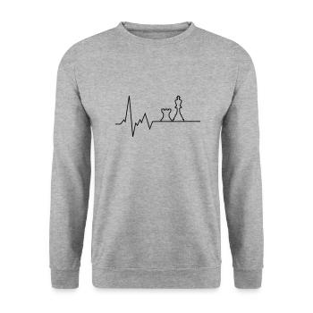herzschlag schach - Unisex Pullover - Weißgrau meliert - Vorne - Alina (178cm) & Michal (187cm)