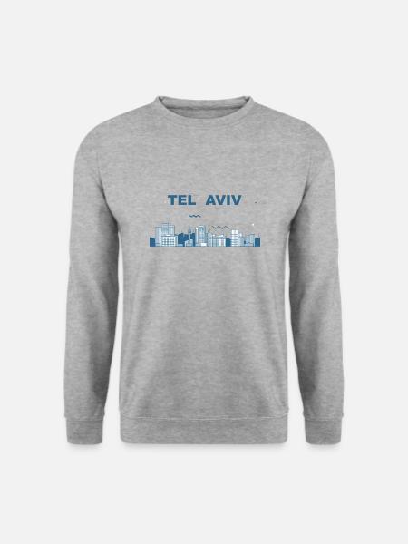 Skyline Tel Aviv Wahrzeichen Reise Geschenk Israel - Unisex Pullover - Weißgrau meliert