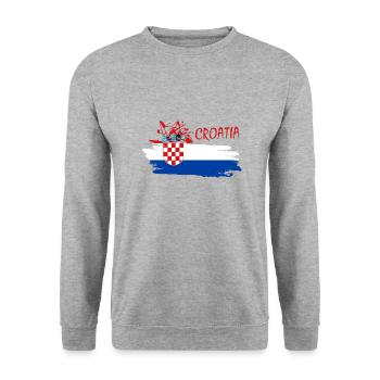 Croatia Hrvatska Kroatien i love croatia - Unisex Pullover - Weißgrau meliert - Vorne - Alina (178cm) & Michal (187cm)