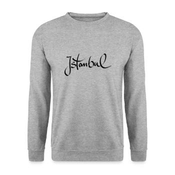 Inscription d’Istanbul - Sweat-shirt Unisexe - gris chiné - Devant - Alina (178cm) & Michal (187cm)