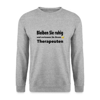 Therapeut mit Durchblick - Unisex Pullover - Weißgrau meliert - Vorne - Alina (178cm) & Michal (187cm)