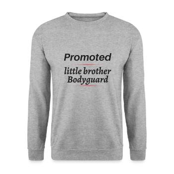 promoted little brother bodyguard - Unisex Pullover - Weißgrau meliert - Vorne - Alina (178cm) & Michal (187cm)