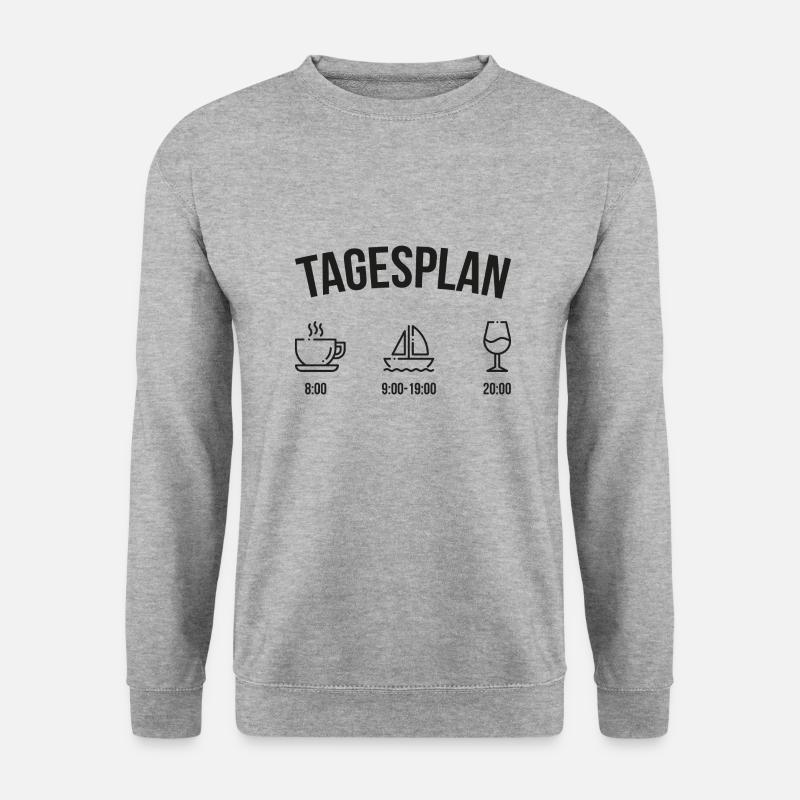 Tagesplan Geschenk Boot Segler Segelboot - Unisex Pullover - Weißgrau meliert