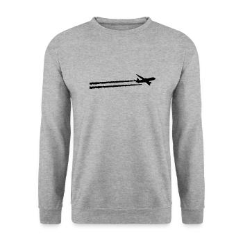 Avion Traînées Pilote Aviation Cadeau - Sweat-shirt Unisexe - gris chiné - Devant - Alina (178cm) & Michal (187cm)