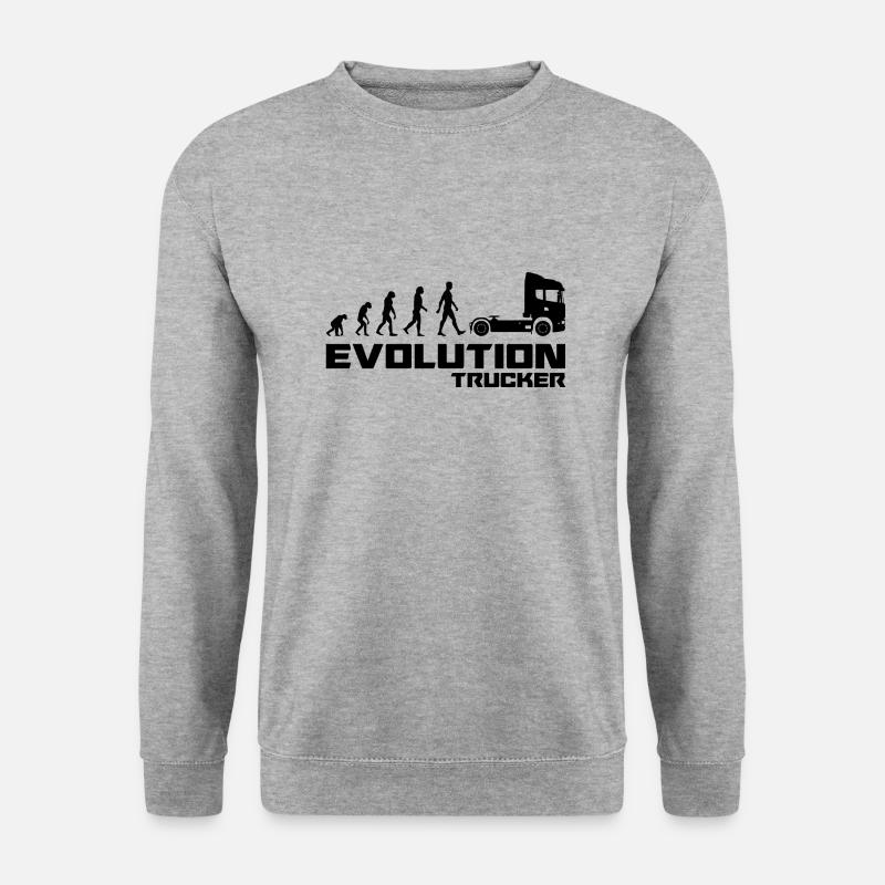 Evolution trucker LKW Lastwagen Anhängewagen - Unisex Pullover - Weißgrau meliert