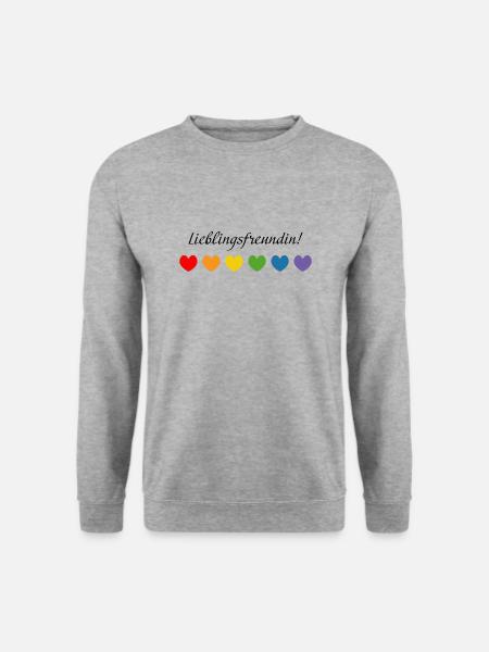 Regenbogenherzchen Lieblingsfreundin - Unisex Pullover - Weißgrau meliert