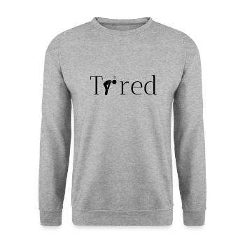 müde originelle geschenkidee - Unisex Pullover - Weißgrau meliert - Vorne - Alina (178cm) & Michal (187cm)