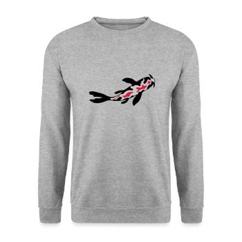 Koi Fish Nishikigoi Design - Unisex Sweatshirt - salt & pepper - Front - Alina (178cm) & Michal (187cm)