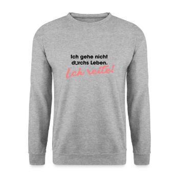 Ich gehe nicht durchs Leben ich reite - Unisex Pullover - Weißgrau meliert - Vorne - Alina (178cm) & Michal (187cm)