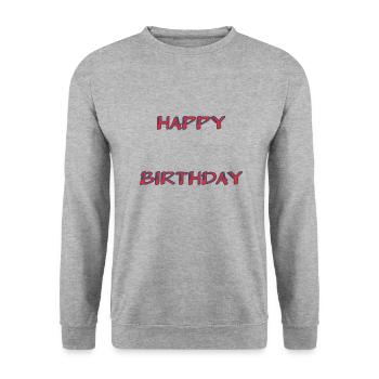 ALLES GUTE ZUM GEBURTSTAG. ALLES GUTE ZUM GEBURTSTAG. JAHRESTAG. - Unisex Pullover - Weißgrau meliert - Vorne - Alina (178cm) & Michal (187cm)