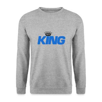 king - Unisex Pullover - Weißgrau meliert - Vorne - Alina (178cm) & Michal (187cm)