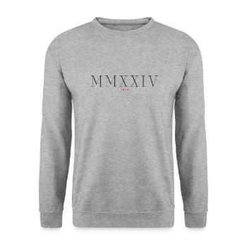 Roman Numeral Year of Birth Made in 2024 - Unisex Sweatshirt - salt & pepper - Front - Alina (178cm) & Michal (187cm)