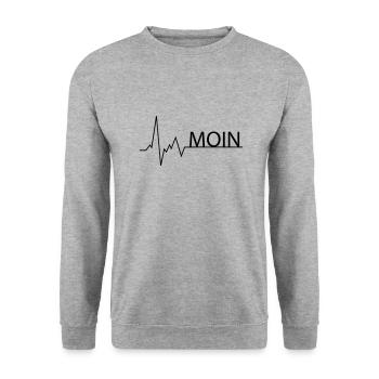 MOIN Herzschlag EKG - Unisex Pullover - Weißgrau meliert - Vorne - Alina (178cm) & Michal (187cm)